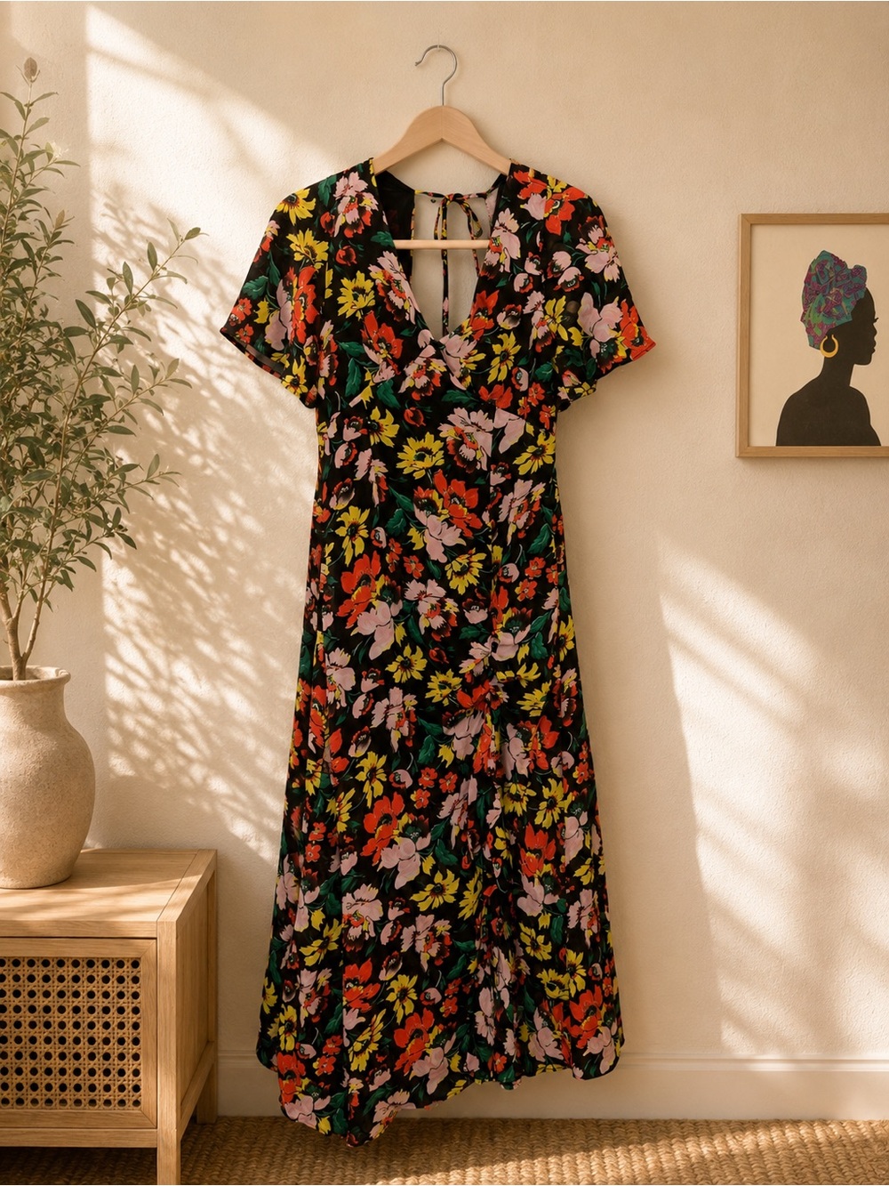 Topshop Black Floral Maxi Dress